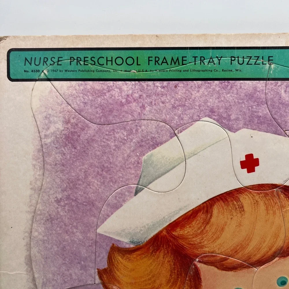 Vintage 1967 Whitman Nurse Preschool Frame Tray Puzzle 4530 Mid Century Toy